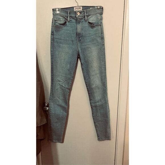 FRAME HIGH RISE CIGARETTE LIGHT WASH JEANS SIZE  25 - Picture 3 of 11
